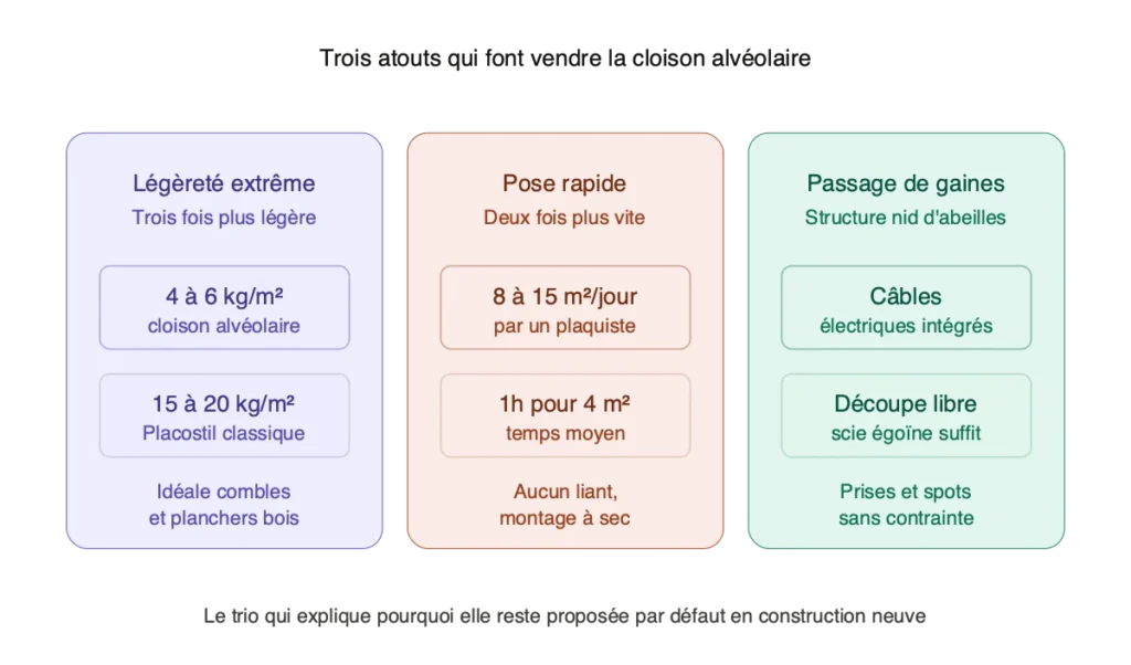 avantages placo alvéolaire